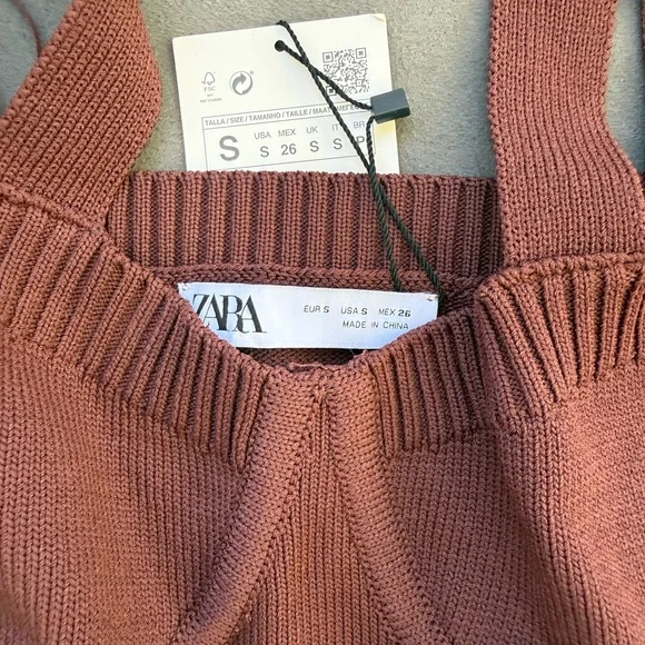Zara Ribbed Knit Tank and Cardigan Set - Rust - Picture 2 of 5